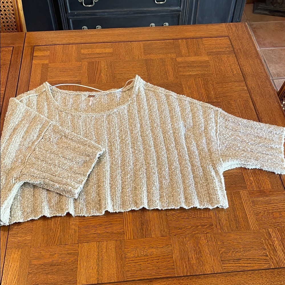 Free People Good Day Cream/ Sage Textured Women's Sweater M - Picture 7 of 11